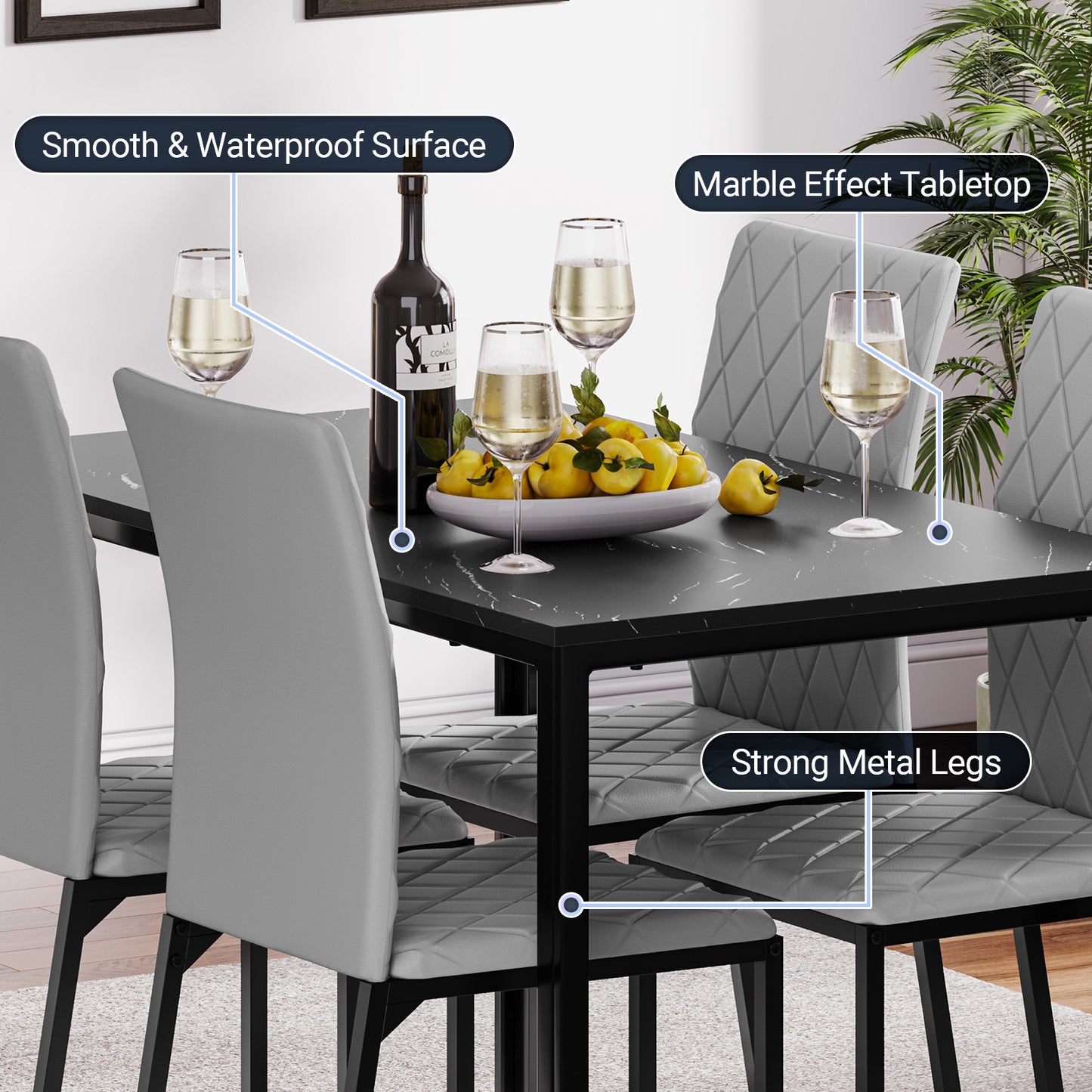 Dining Table and Chairs Set of 4