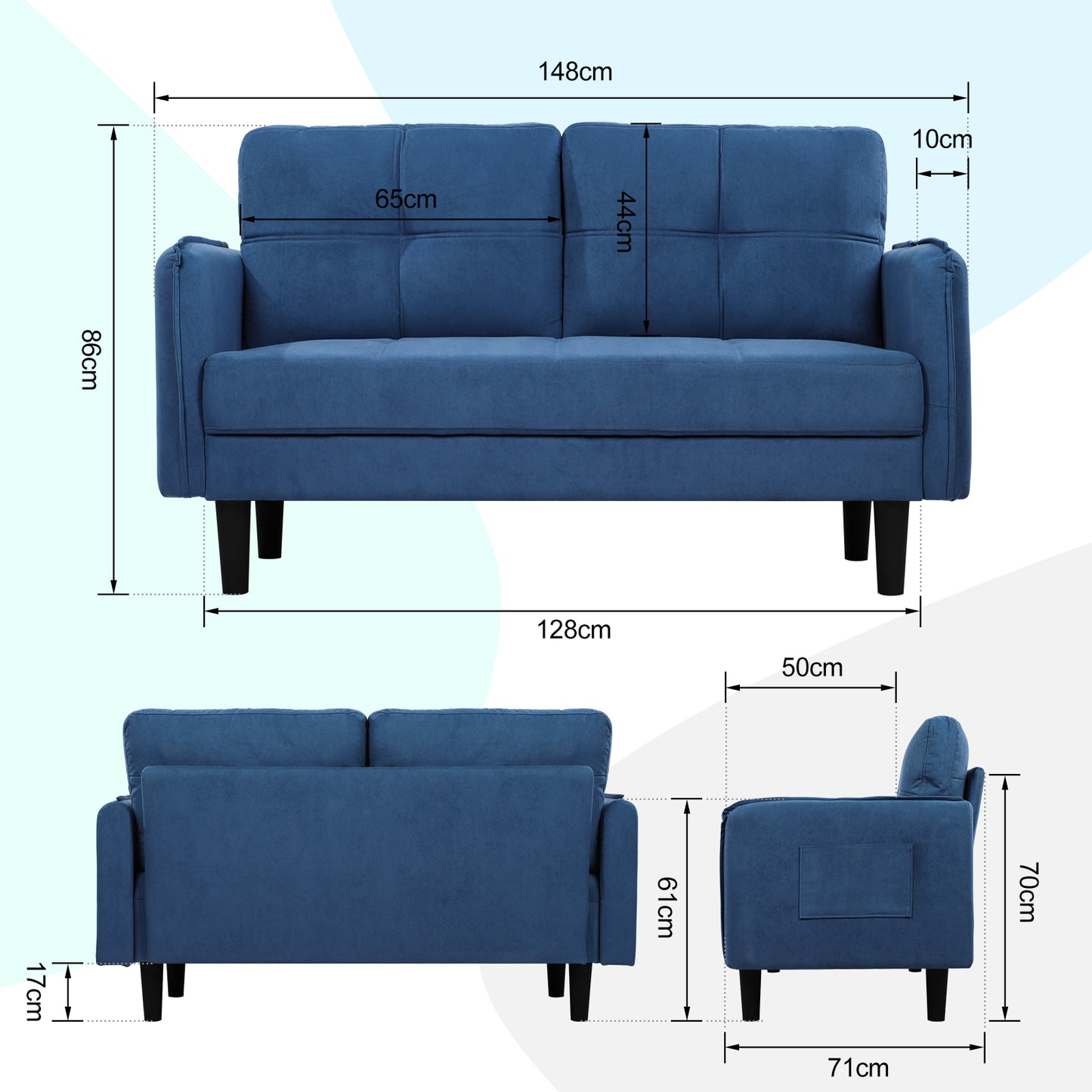 Modern 2-Seater Faux Lambswool Sofa with Thicken Cushions