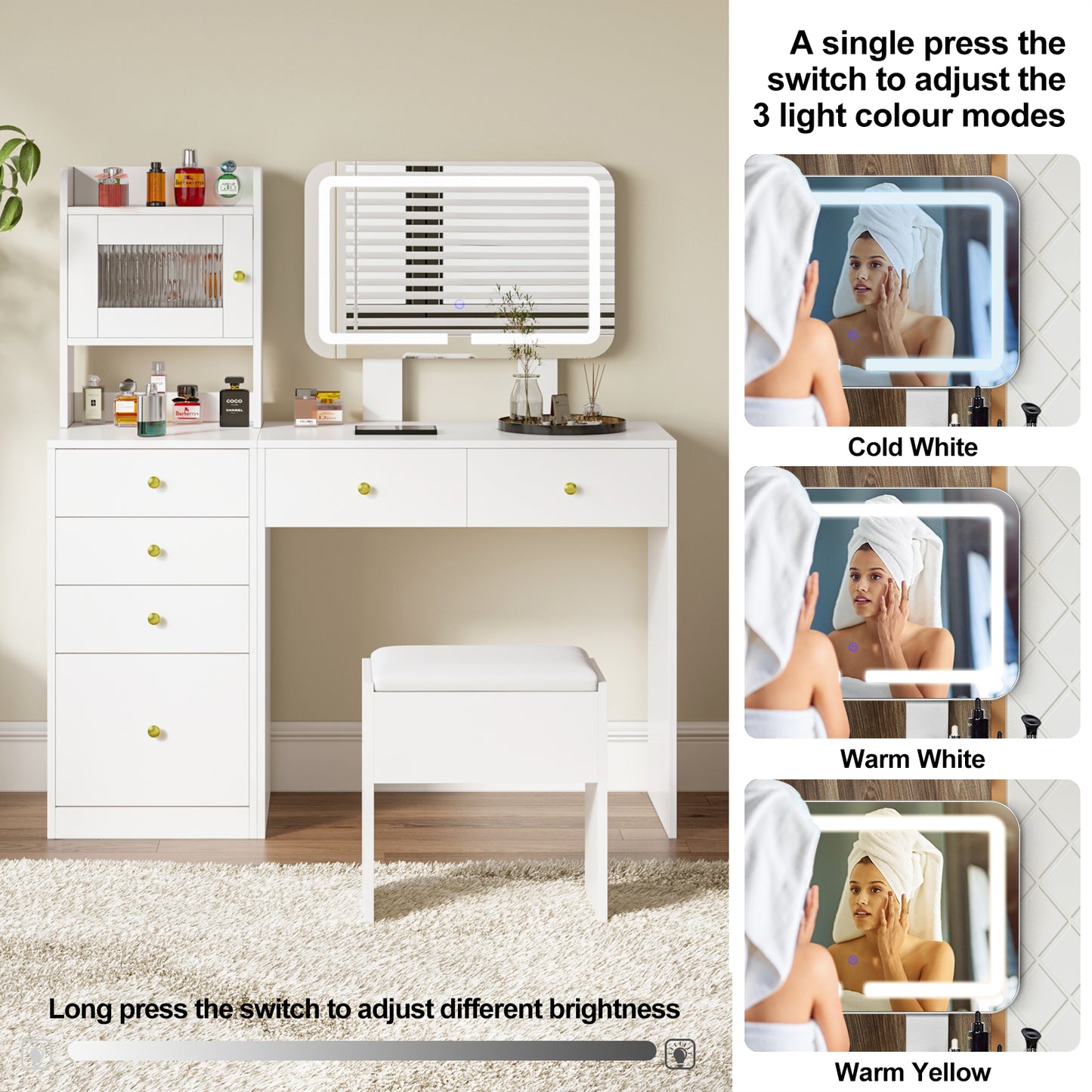 Dressing Table with Rectangle Mirror