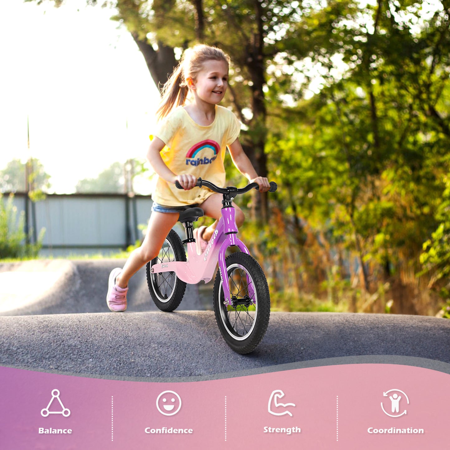 Gradient Color Balance Bike 14" Magnesium Alloy Frame Bikes
