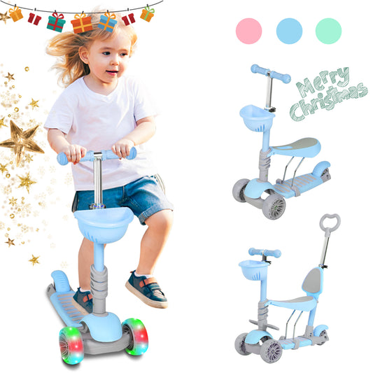 5 in 1 Kick Scooter for Kids with LED Lights