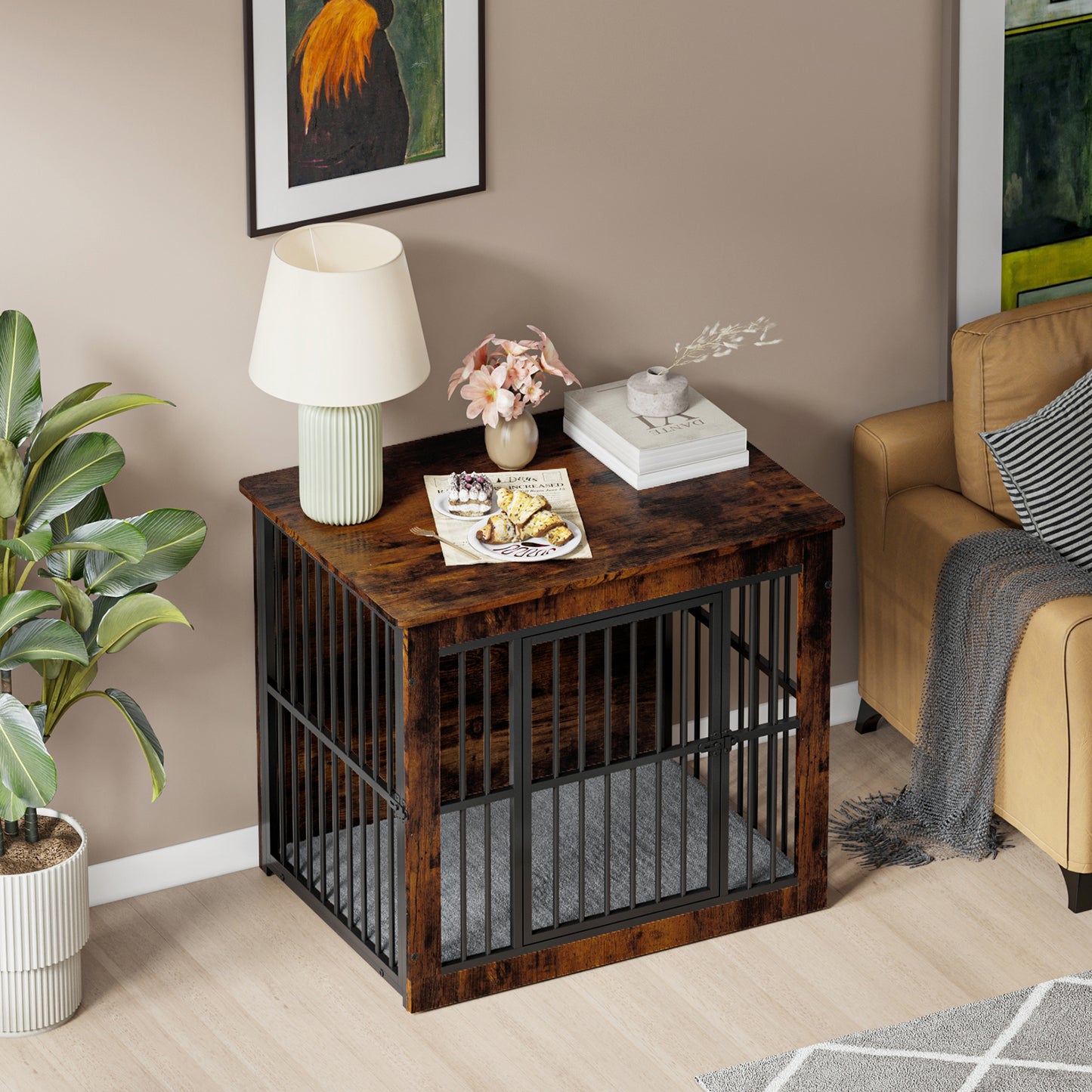 Wooden Dog Cage with Double Door