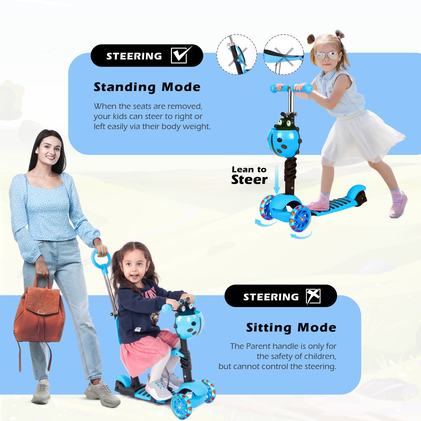 3 Wheels Kids Scooter, 1-8 Years Old