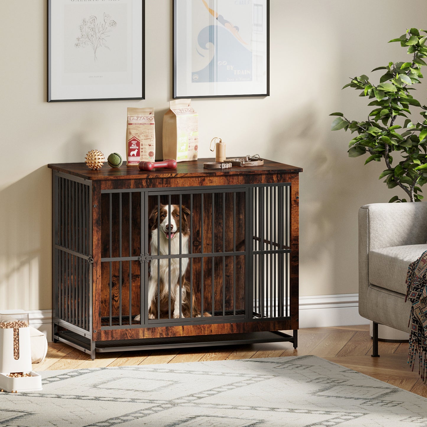 Wooden Dog Cage with Double Door