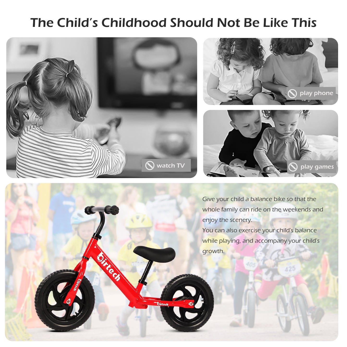 Birtech 12" Balance Bikes for Kids Toddlers