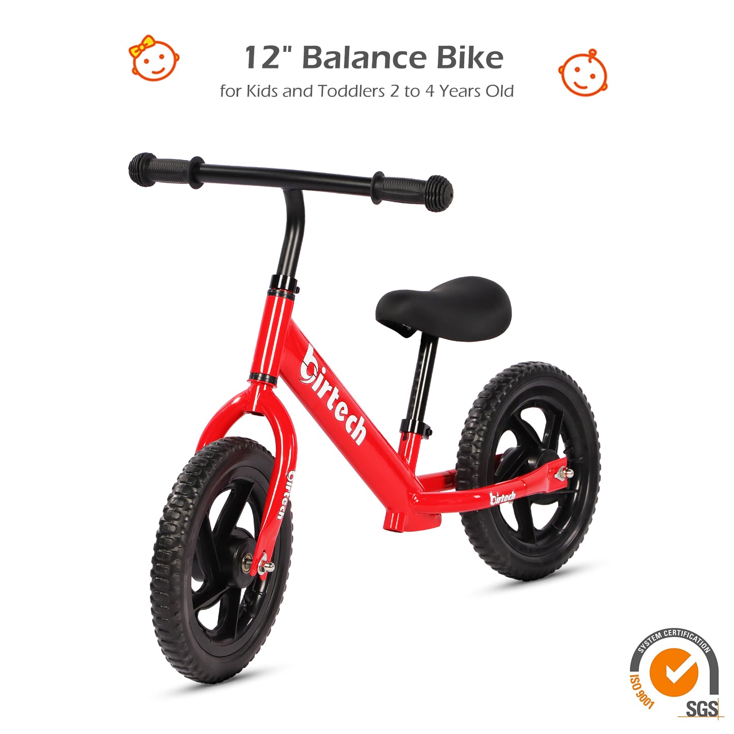 Birtech 12" Balance Bikes for Kids Toddlers
