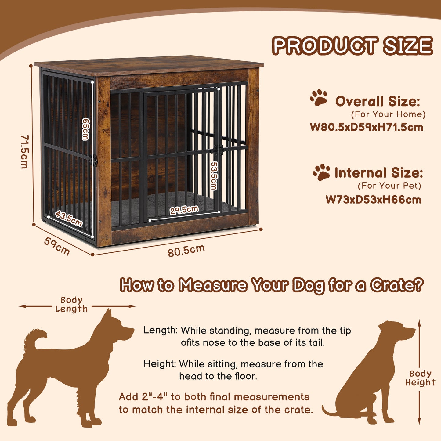 Wooden Dog Cage with Double Door