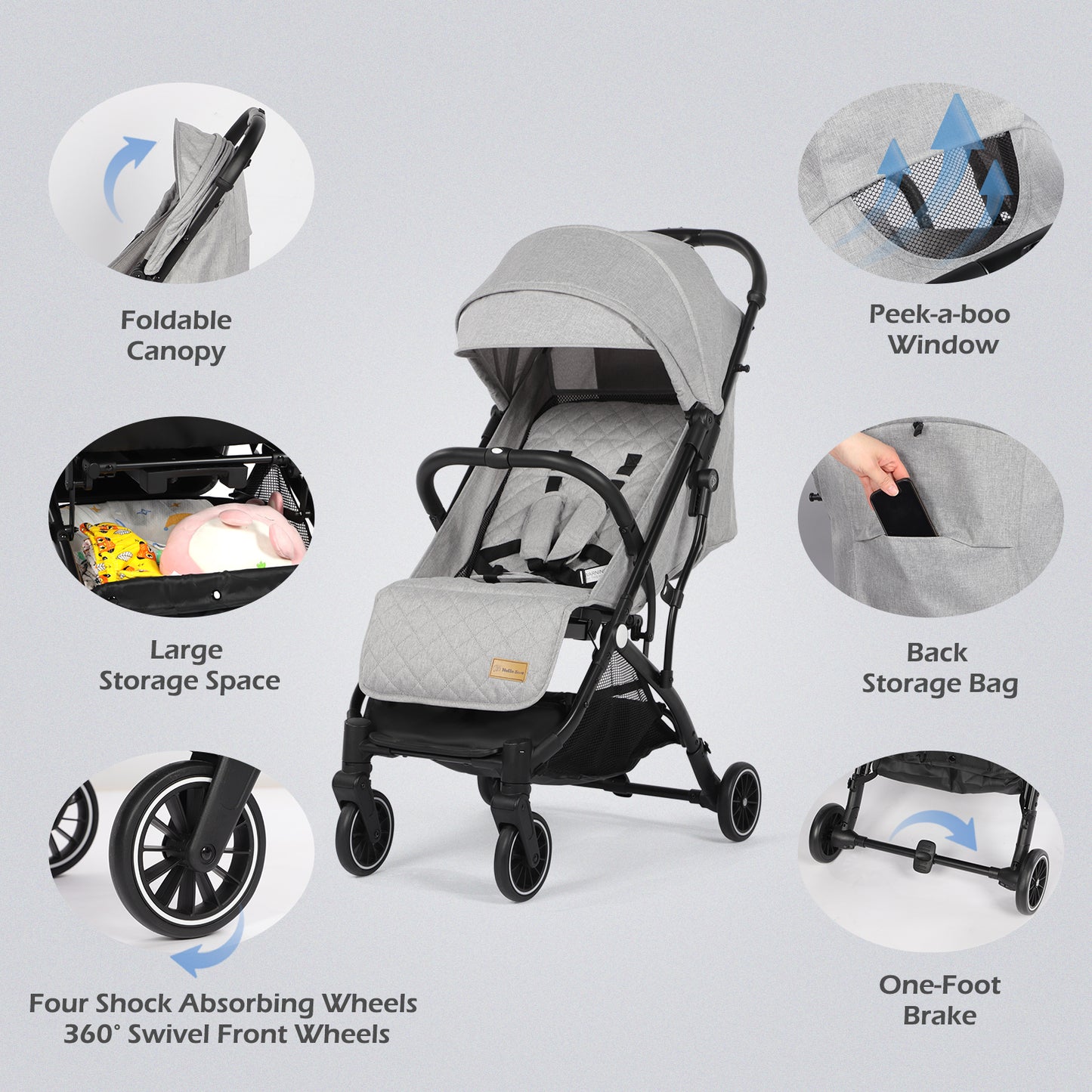 Lightweight Baby Pushchair with Adjustable Seat