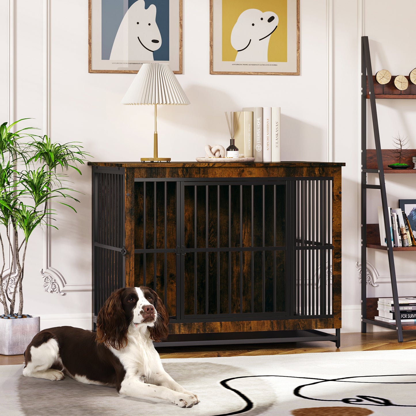 Wooden Dog Cage with Double Door