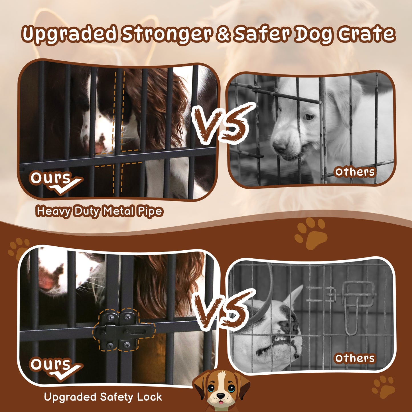 Wooden Dog Cage with Double Door