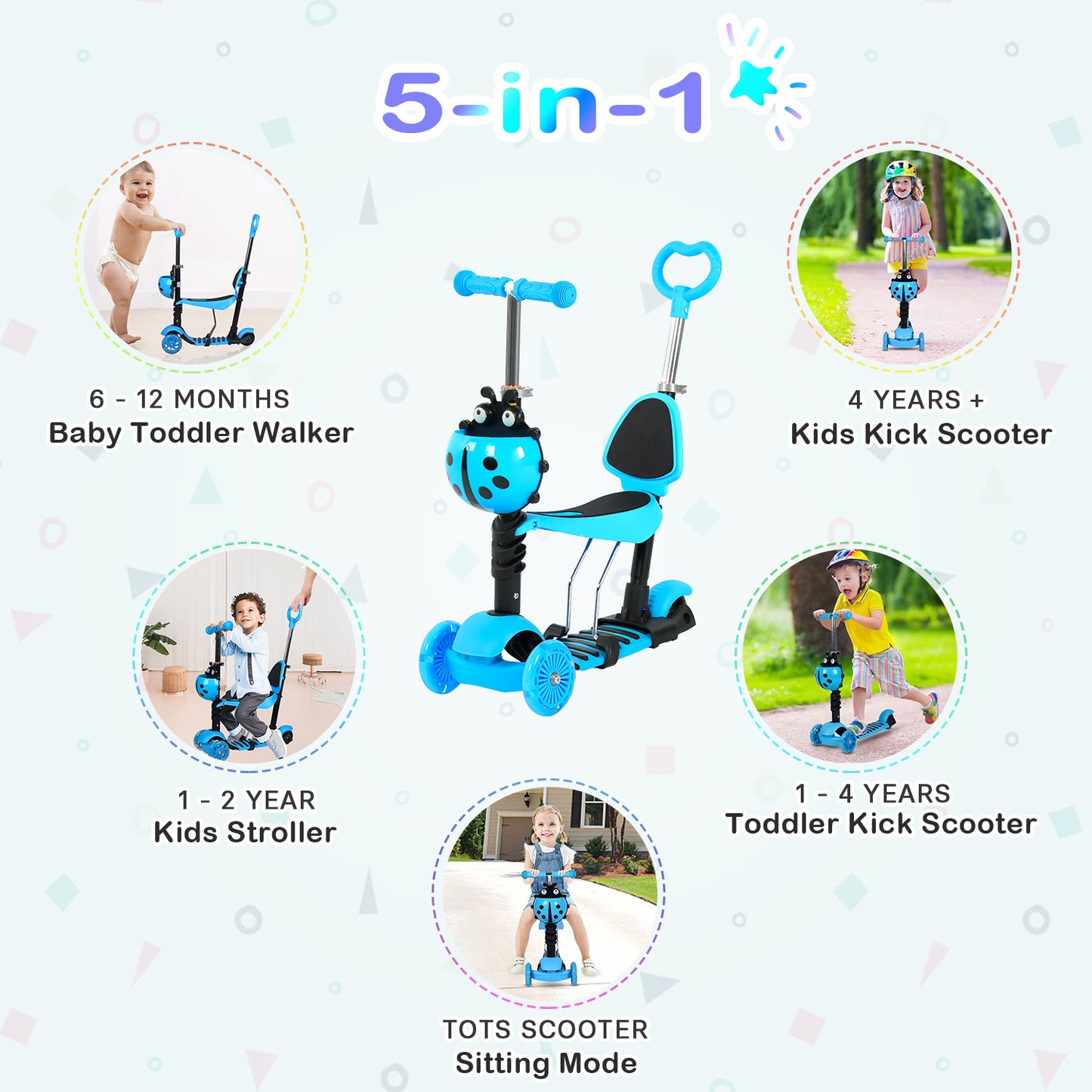 3 Wheels Kids Scooter, 1-8 Years Old