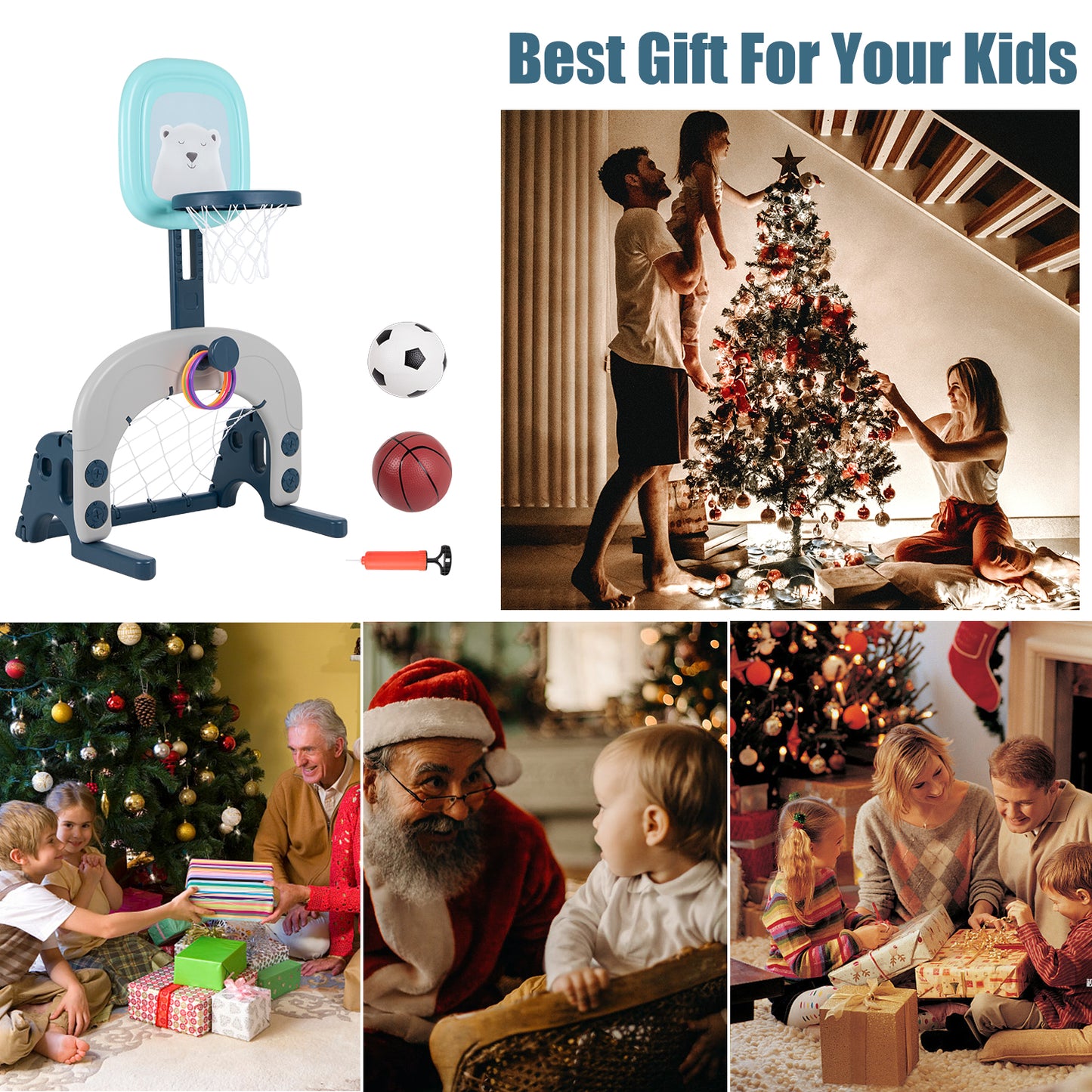 3-in-1 Basketball Hoop and Soccer Goal Set