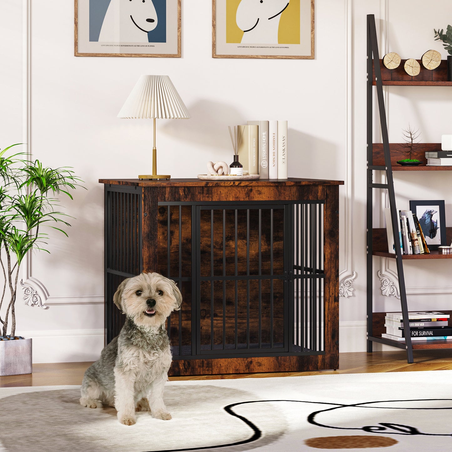 Wooden Dog Cage with Double Door