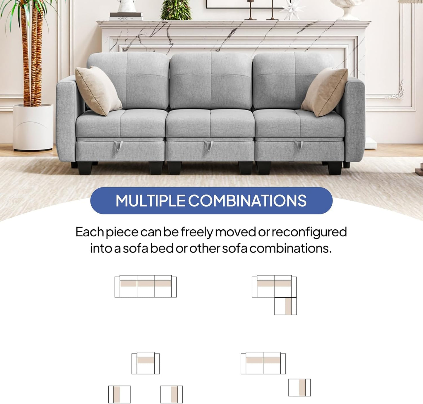 Modular Sectional Sofa with Storage