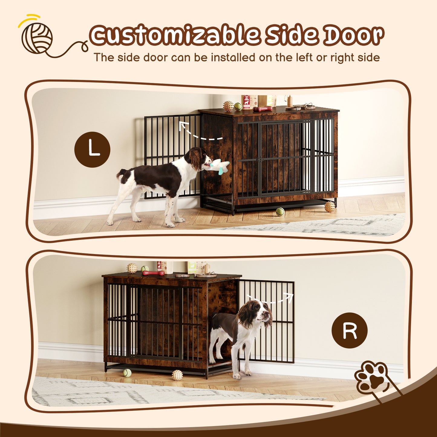 Wooden Dog Cage with Double Door