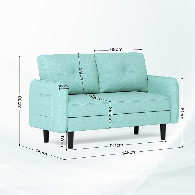 Modern 2-Seater Linen Sofa with Thicken Cushions