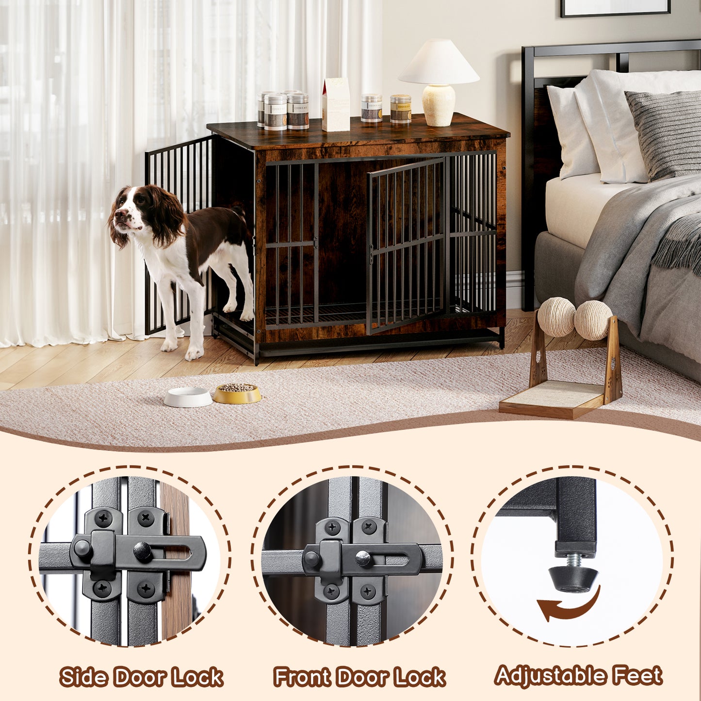 Wooden Dog Cage with Double Door