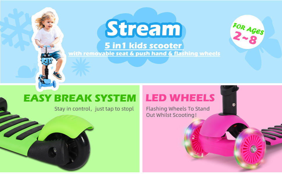 3 Wheels Kids Scooter, 1-8 Years Old