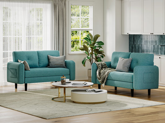 Modern 2-Seater Linen Sofa with Thicken Cushions