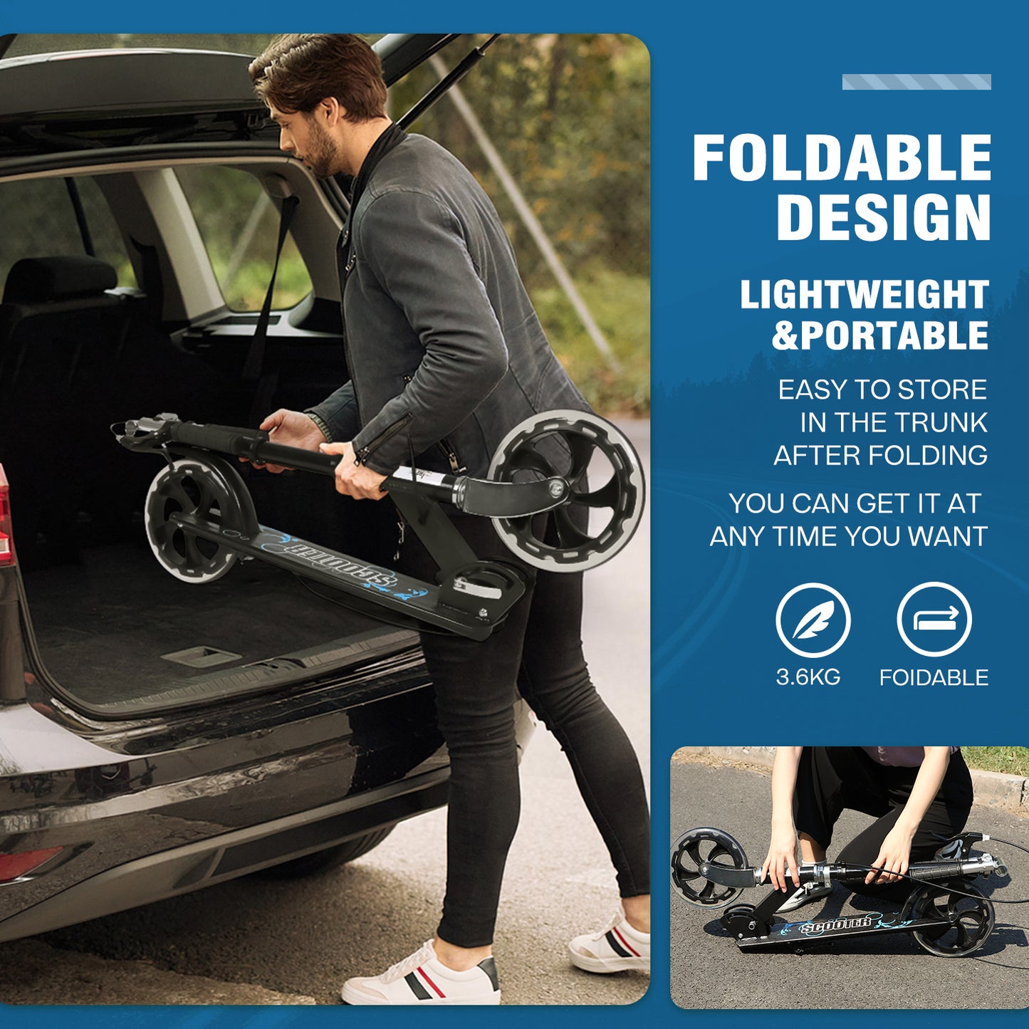 Foldable Kick Scooter with Dual Brakes