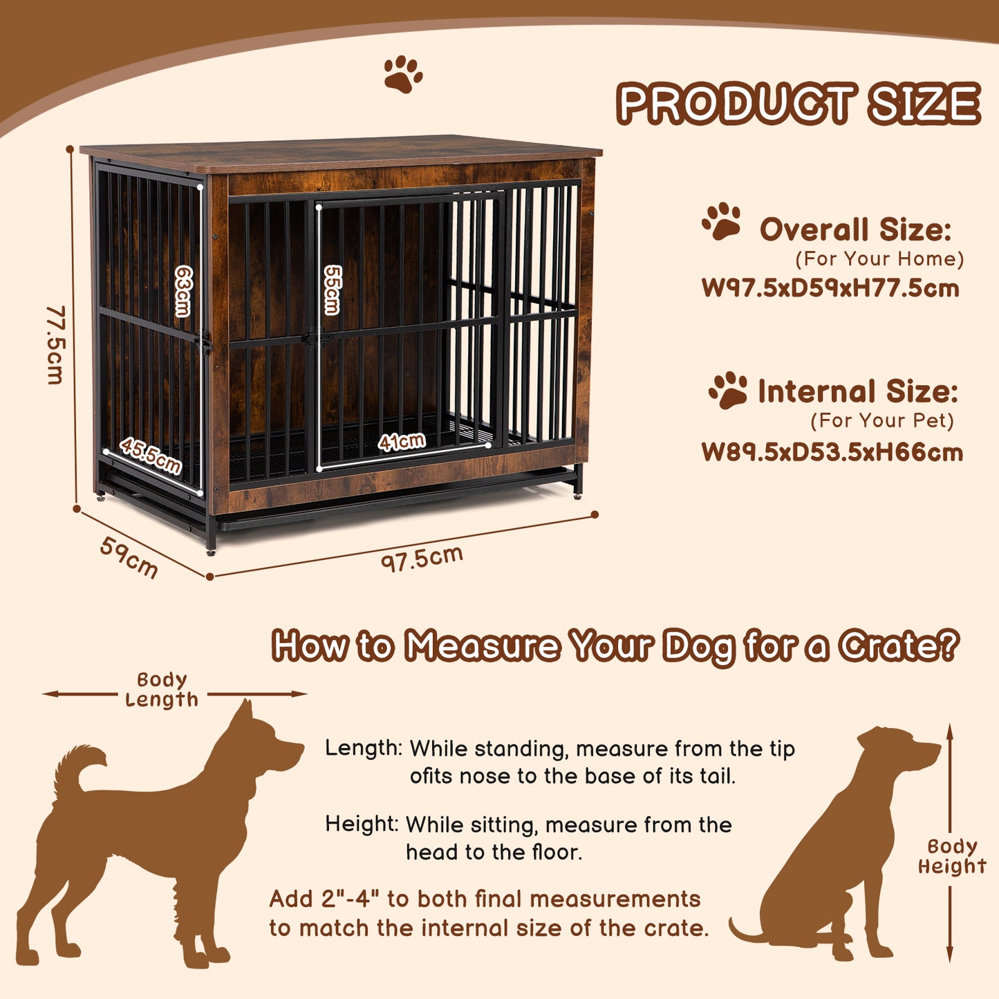 Wooden Dog Cage with Double Door