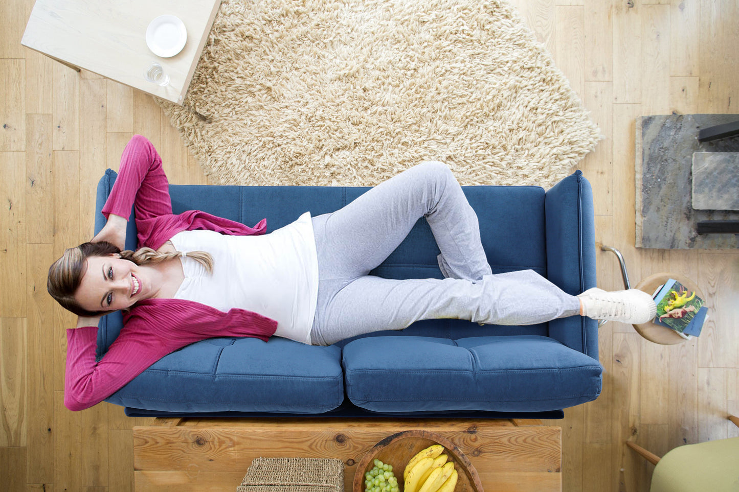 Modern 2-Seater Faux Lambswool Sofa with Thicken Cushions