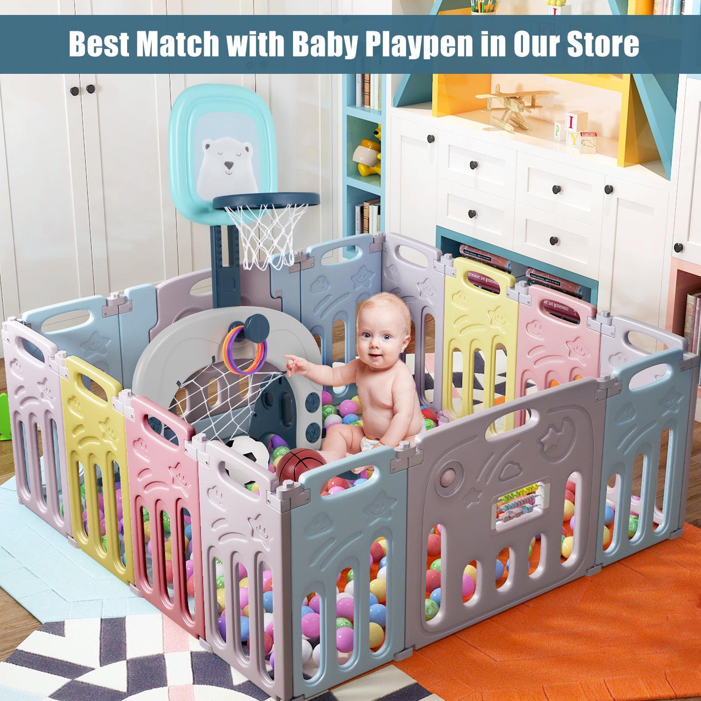 3-in-1 Basketball Hoop and Soccer Goal Set