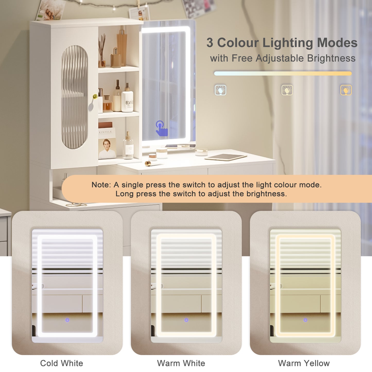 Modern Vanity Set with Sliding Mirror