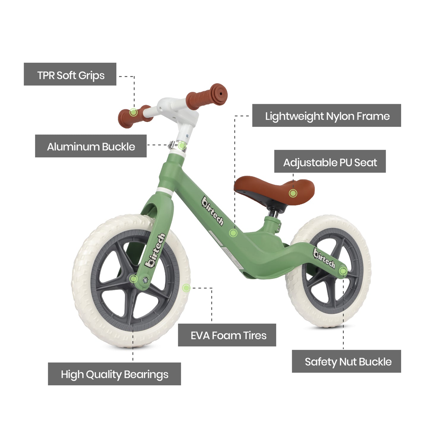 12" Balance Bike with Nylon Frame and Flat-Free Tires