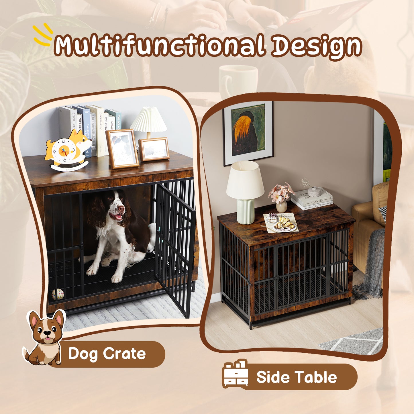 Wooden Dog Cage with Double Door