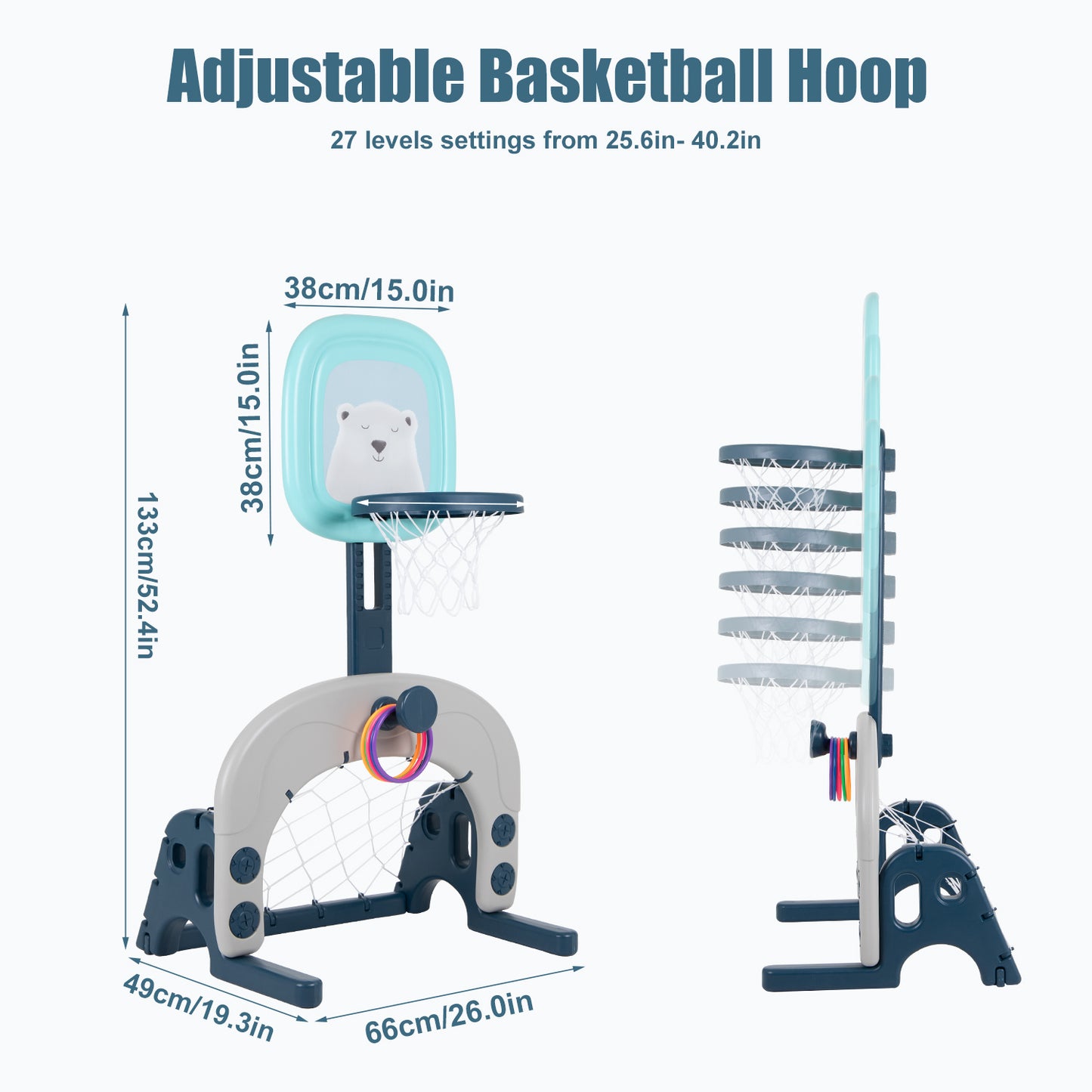 3-in-1 Basketball Hoop and Soccer Goal Set