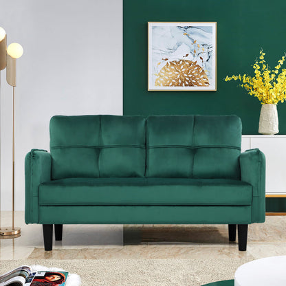 Modern 2-Seater Velvet Sofa with Cushions and Side Pockets