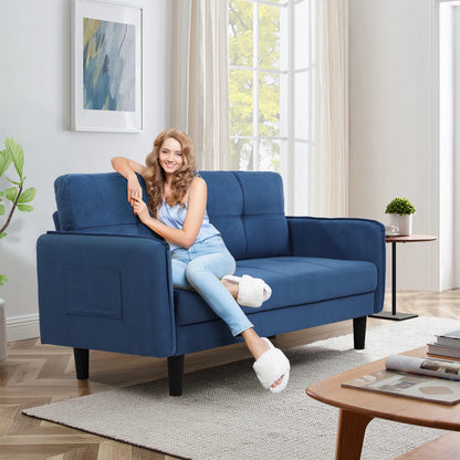 Modern 2-Seater Faux Lambswool Sofa with Thicken Cushions