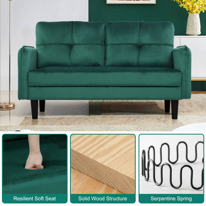 Modern 2-Seater Velvet Sofa with Cushions and Side Pockets