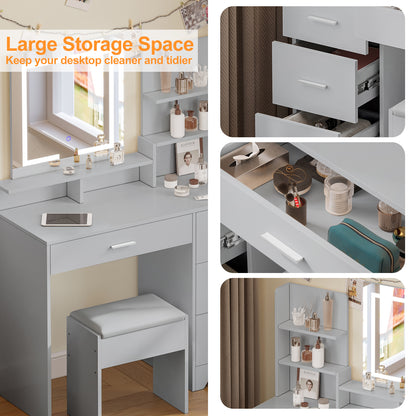 White Dressing Table with Square Mirror