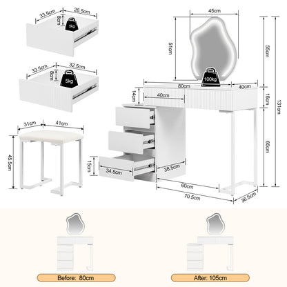 Modern White Dressing Table with Cloud Shape Mirror