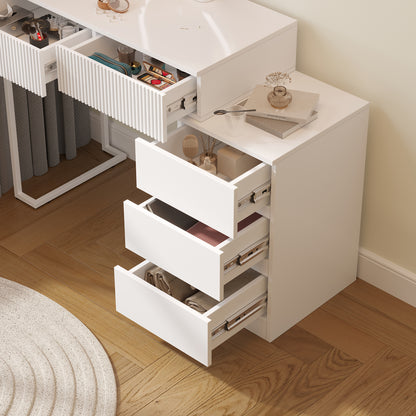 Modern White Dressing Table with Cloud Shape Mirror