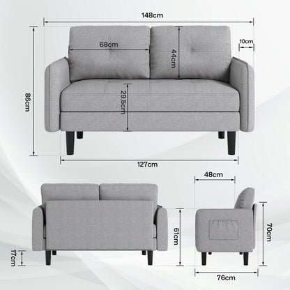Modern 2-Seater Linen Sofa with Thicken Cushions