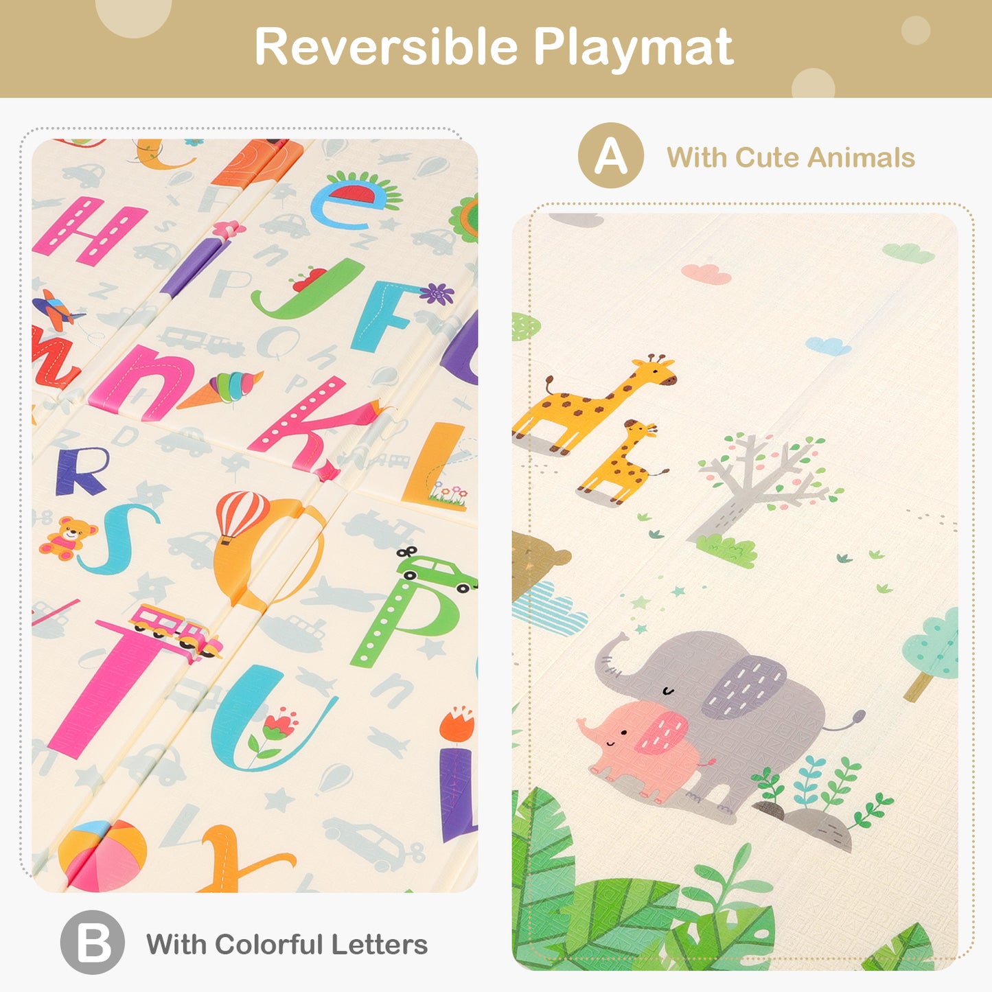 Hello5ive Foldable Baby Play Mat Alphabet and Animal