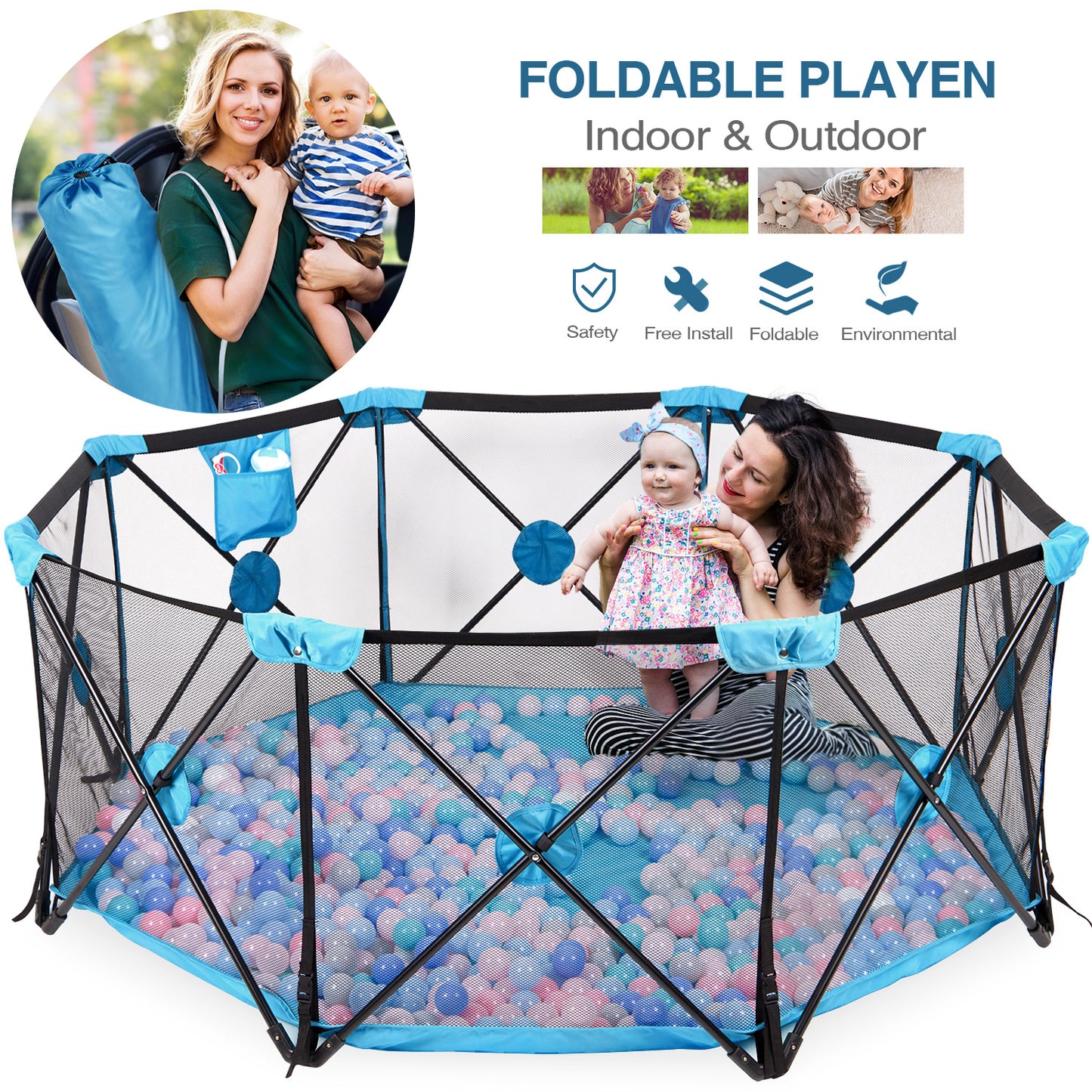 Hello5ive 8-Panel Foldable Play Yard for Baby