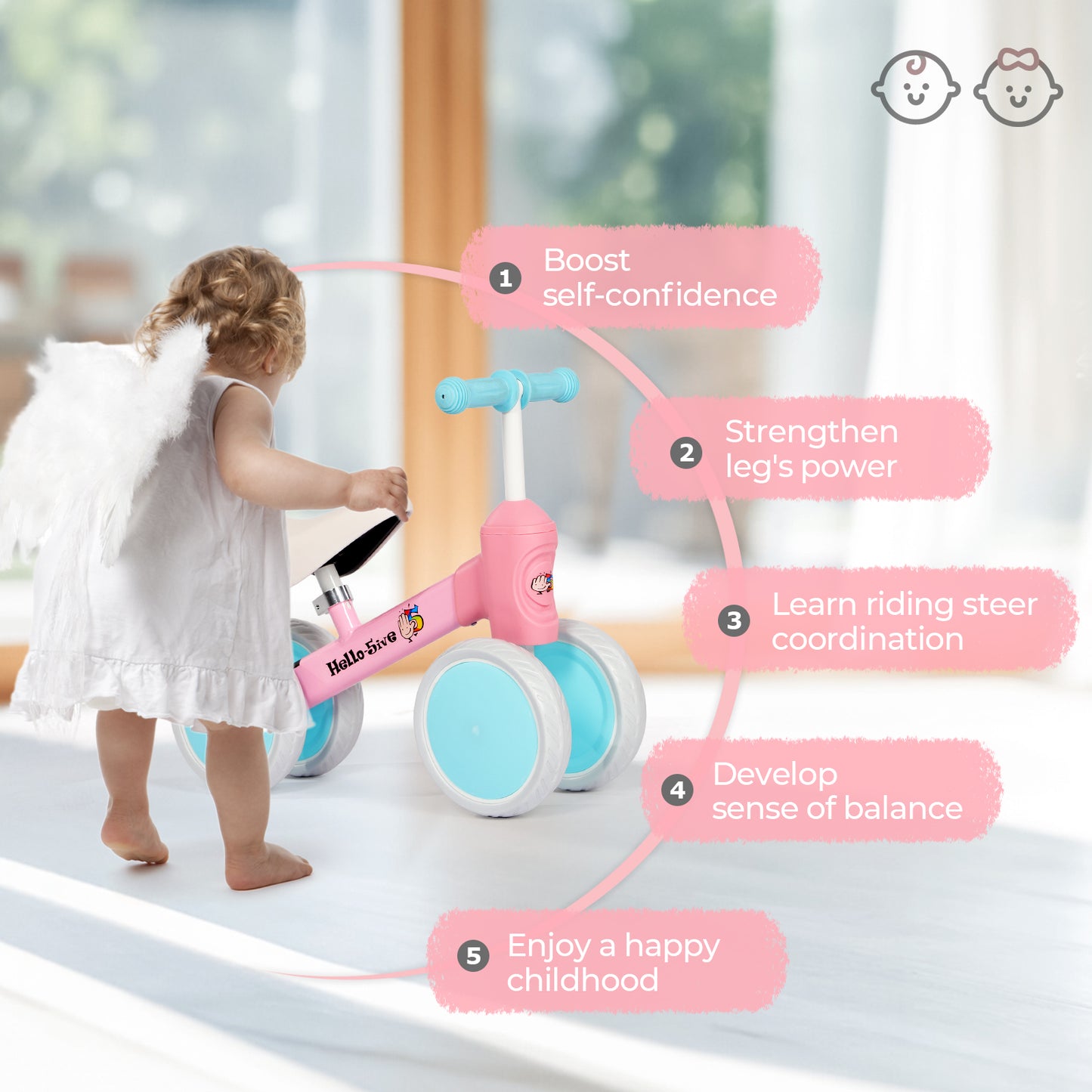 Hello5ive Baby Balance Bike - Pink