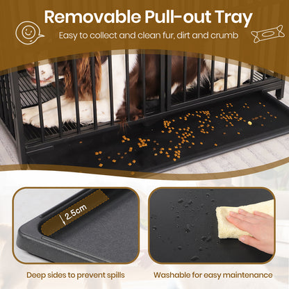 Foldable Large Dog Cage with Removable Tray