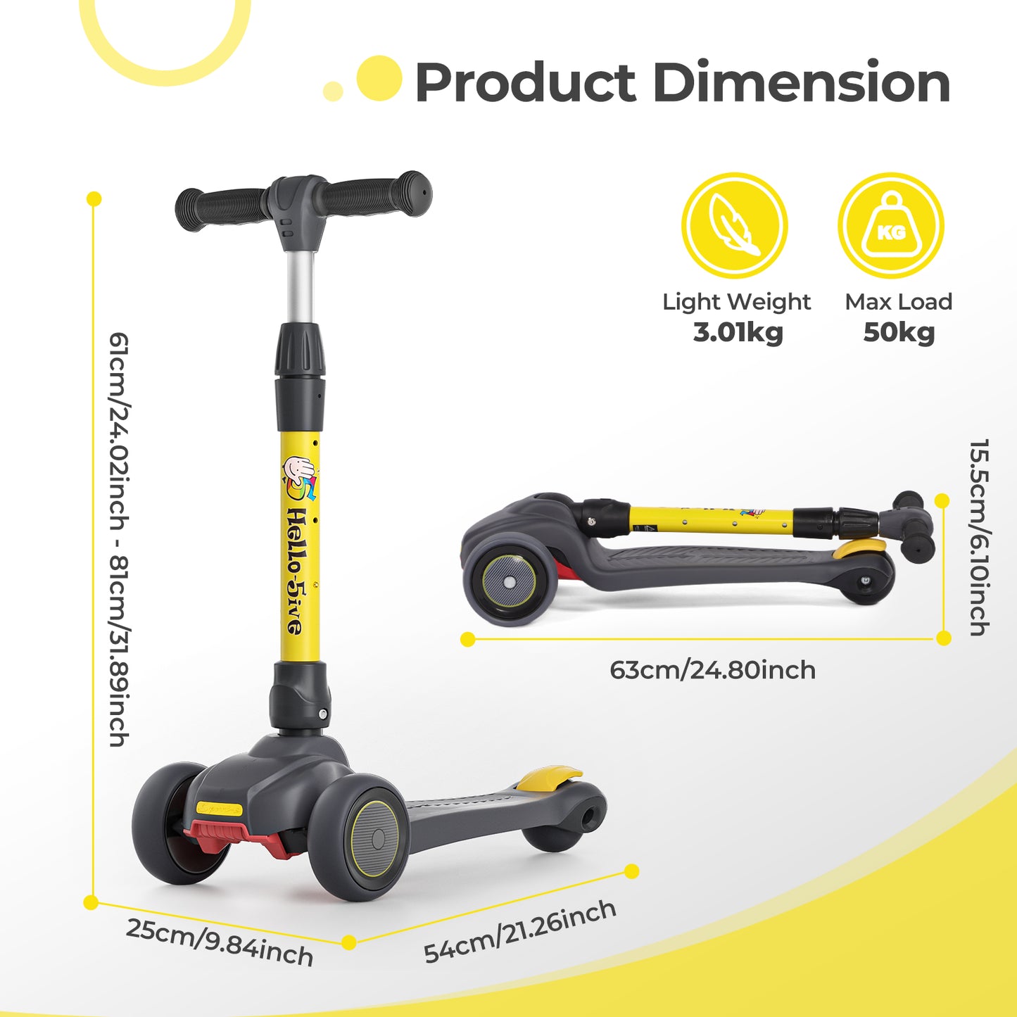 3 Wheel Foldable Kids Scooter LED Light Up Wheels