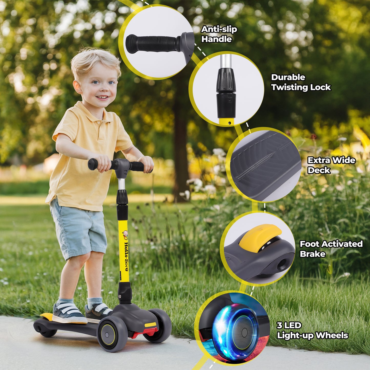 3 Wheel Foldable Kids Scooter LED Light Up Wheels