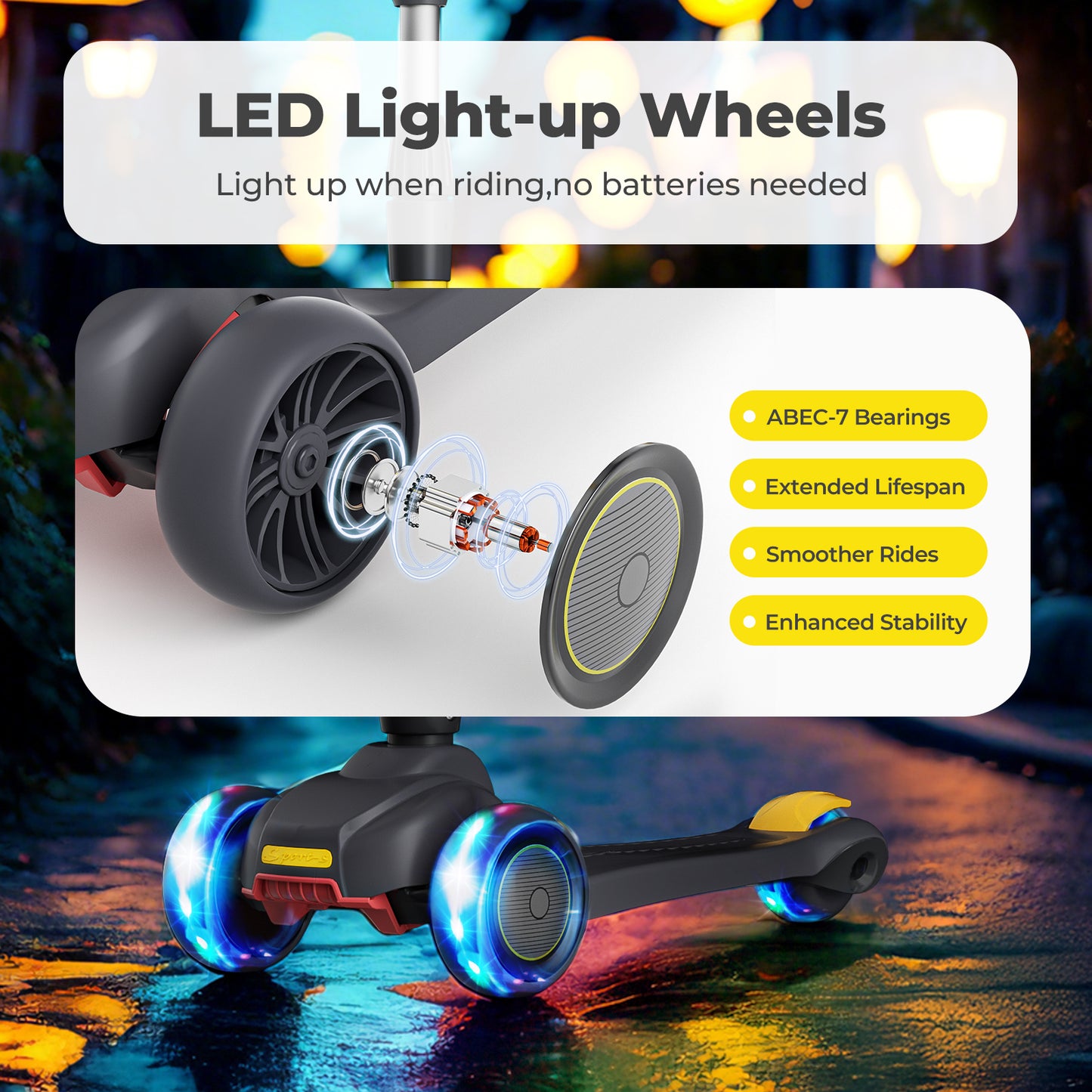 3 Wheel Foldable Kids Scooter LED Light Up Wheels