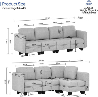 Modular Sectional Sofa with Storage