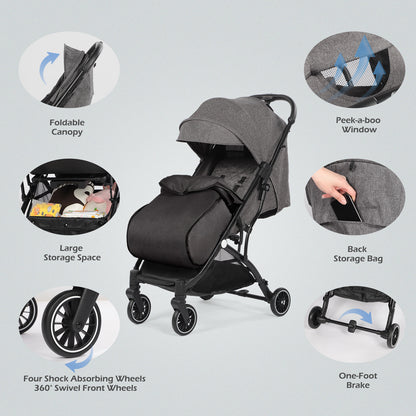 Lightweight Baby Pushchair with Footmuff