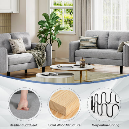 Modern 2-Seater Linen Sofa with Thicken Cushions