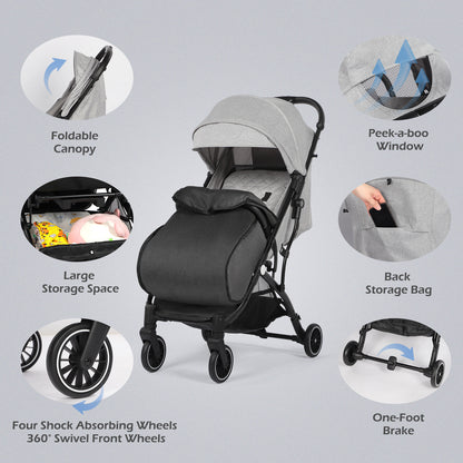 Lightweight Baby Pushchair with Footmuff