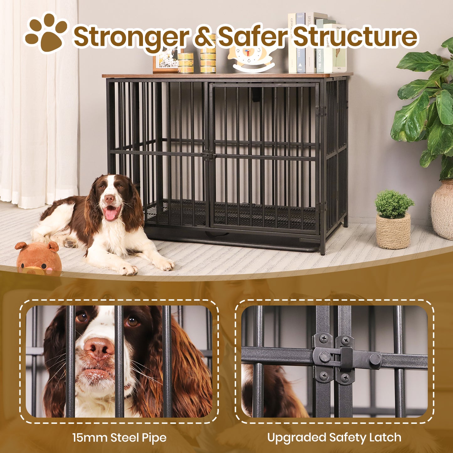 Foldable Large Dog Cage with Removable Tray